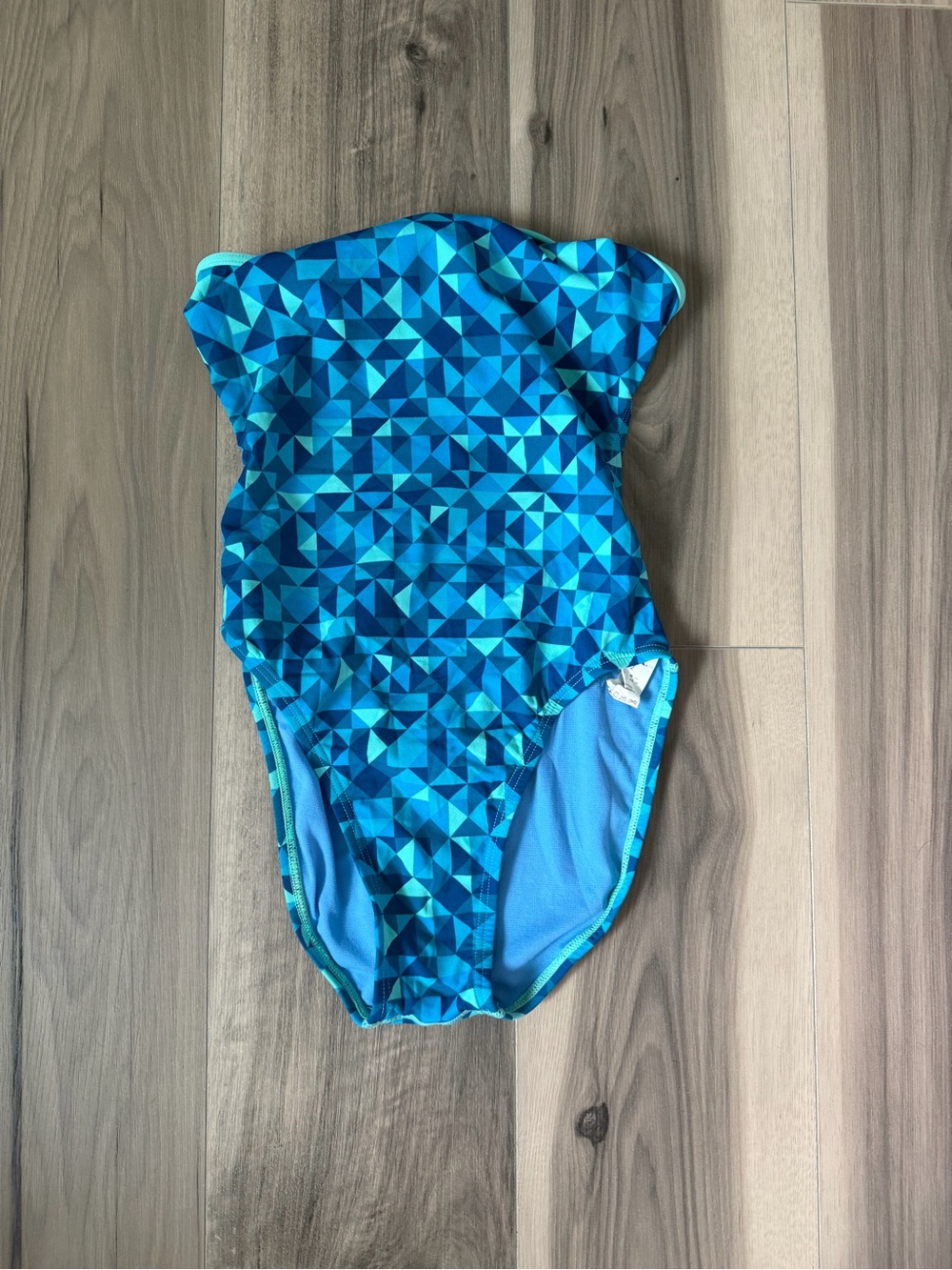 TYR Blue Teal Geometric One-Piece Swimsuit